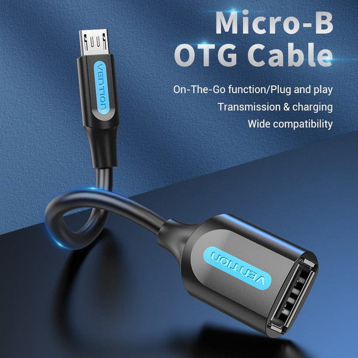 Vention Cable USB 2.0 CCUBB Micro-USB B Macho a USB A Hembra 15cm Negro